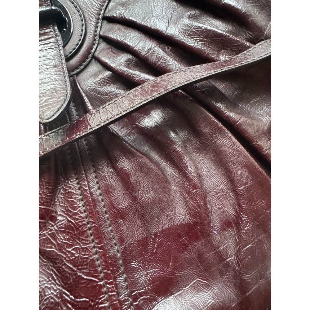 ALEXANDER MCQUEEN Oxblood Maroon Patent Leather Shoulder Bag Purse - Picture 7 of 16